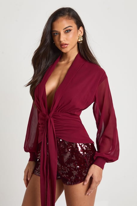 Chiffon Draped Blouse - Image 3