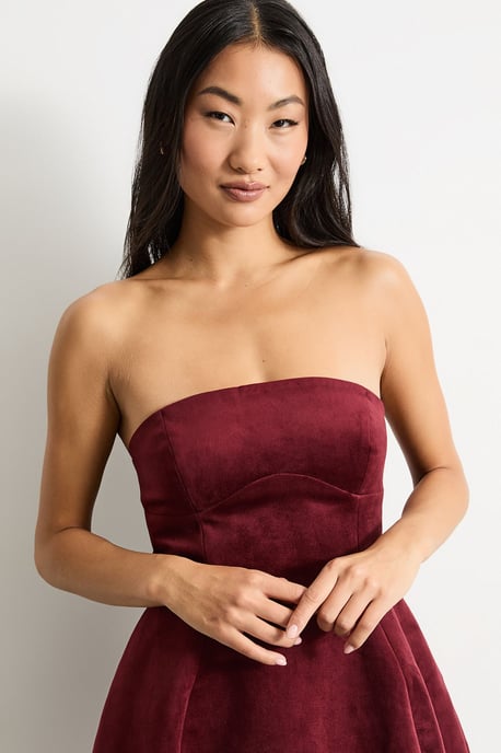 Petite Bonded Velvet Mini Bustier Dress - Image 2