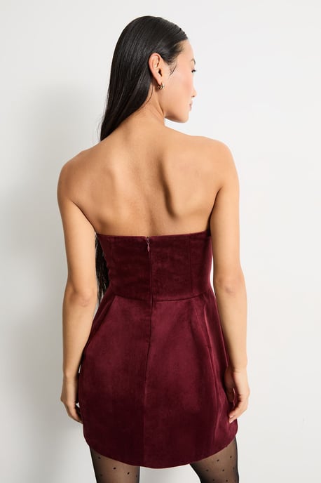 Petite Bonded Velvet Mini Bustier Dress - Image 3