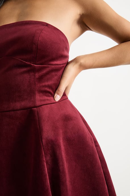 Petite Bonded Velvet Mini Bustier Dress - Image 5