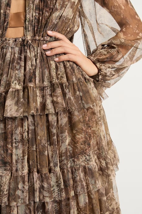 Petite Ruffle Neck Tulle Maxi Dress - Image 5