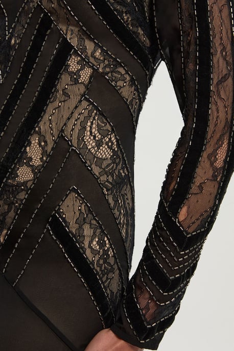 Velvet Embellished Long Sleeve Maxi Dress - Image 6