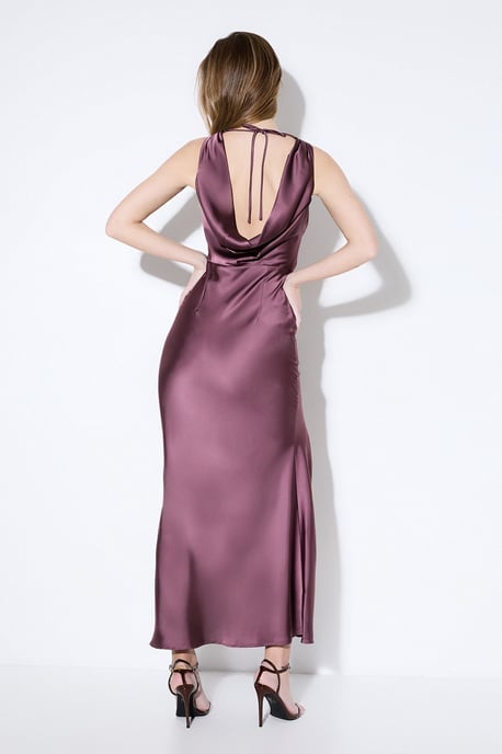 High Neck Cowl Back Bridesmaid Dress - Image 3