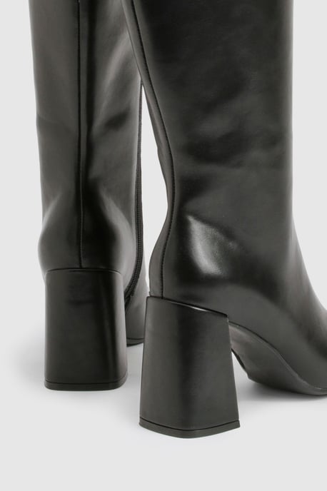 Flared Heel Knee High Boots - Image 4