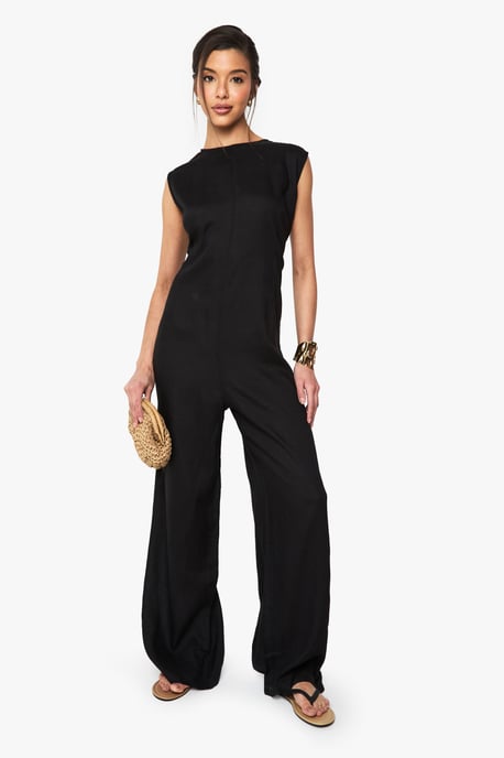 Linen Look Sleeveless Jumpsuit - Image 1