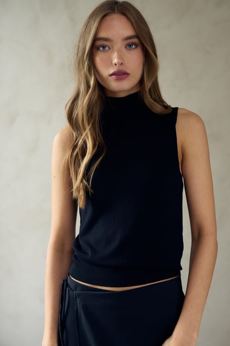 Keshia gebreide top in zwart - Image 3