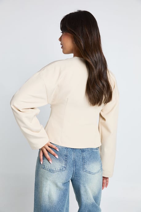 Gold Button Long Sleeve Wrap Top - Image 2