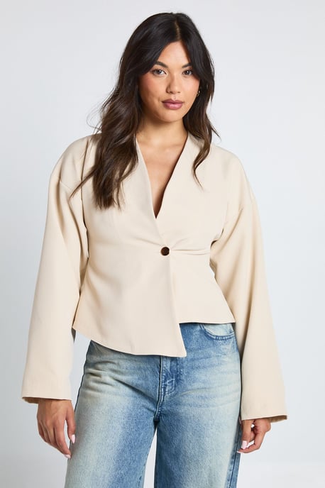 Gold Button Long Sleeve Wrap Top - Image 3