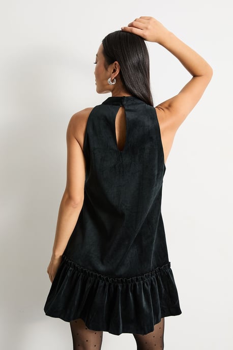 Petite Bonded Velvet High Neck Mini Dress - Image 3