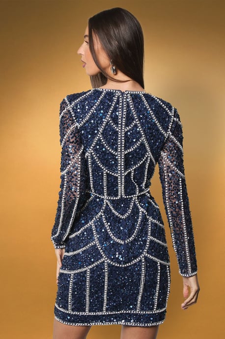 Long Sleeve Sequin Mini Dress - Image 3