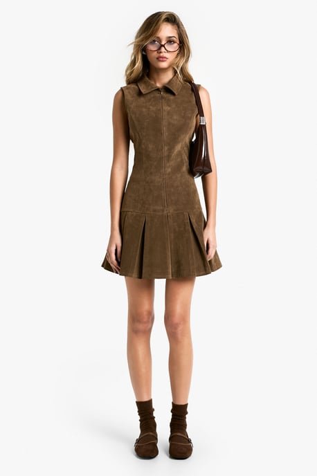Suede Tennis Skirt Mini Dress - Image 1