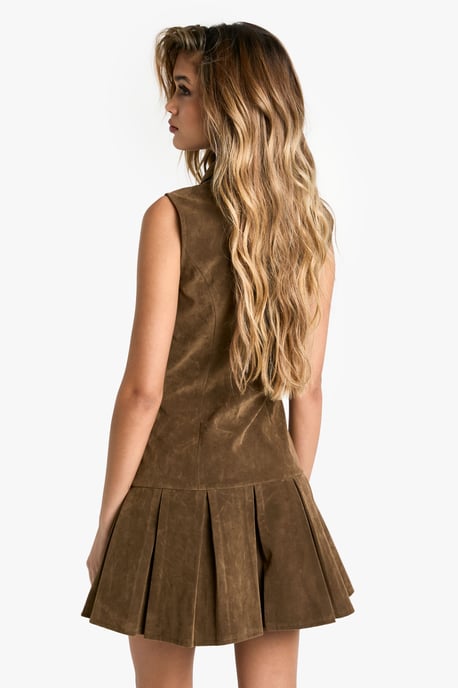 Suede Tennis Skirt Mini Dress - Image 2
