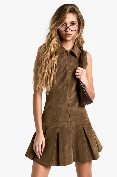 Suede Tennis Skirt Mini Dress - Image 3