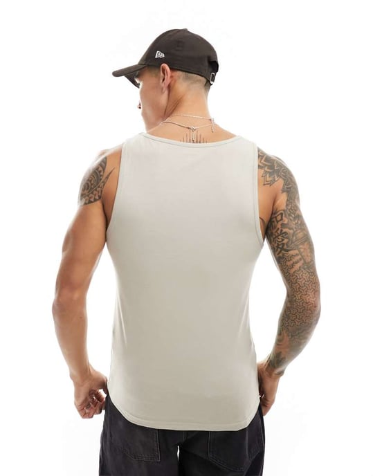 ASOS DESIGN – Essential – Stenfärgad linne med muscle fit-motiv - Image 2