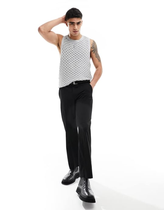 ASOS DESIGN – Stickad väst i silverfärgad mesh med 3D-sömmar - Image 2