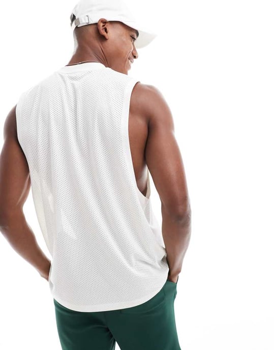 ASOS DESIGN – Vitt linne med texttryck på bröstet och avslappnad passform - Image 4
