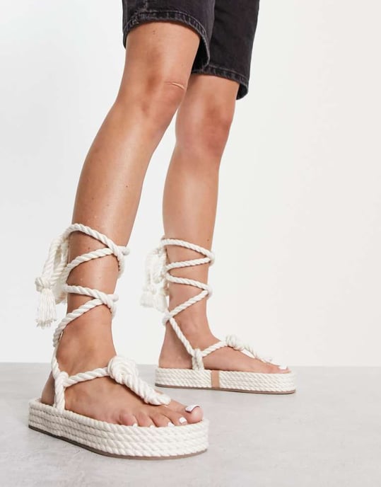 ASOS DESIGN – Jetsetter – Naturfärgade espadriller med repknutning - Image 2