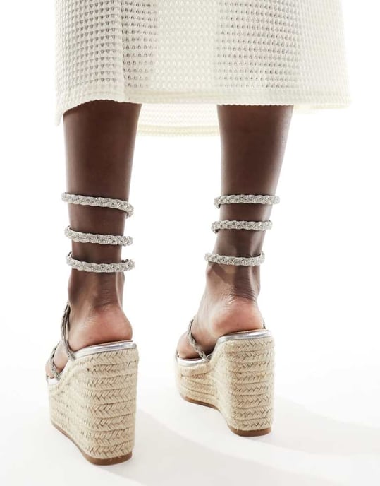Simmi London – Simona – Silverfärgade espadriller med utsmyckning - Image 3