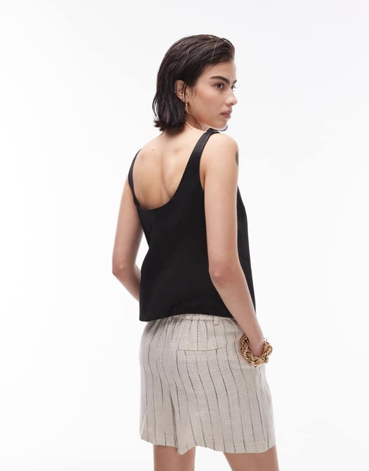 Topshop – Svart linne med rund halsringning - Image 3