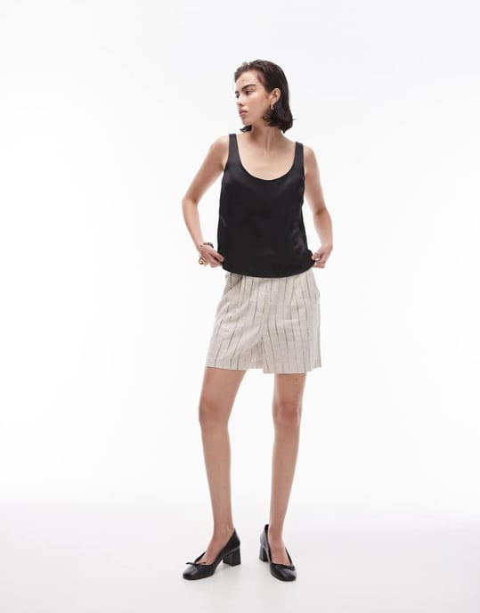 Topshop – Svart linne med rund halsringning - Image 4
