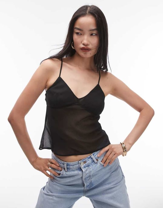 Topshop – Svart, skir linne - Image 1