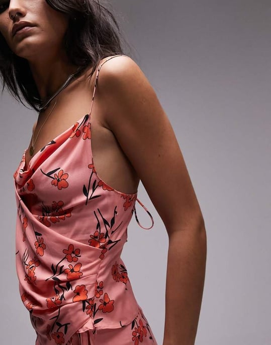 Topshop – Rosa linne med körsbärsblommor och axelband, del av set - Image 2