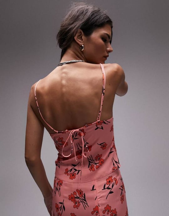 Topshop – Rosa linne med körsbärsblommor och axelband, del av set - Image 3