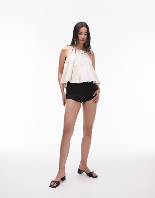 Topshop – Elfenbensvit linne i twill med kontrasterande sömmar - Image 3