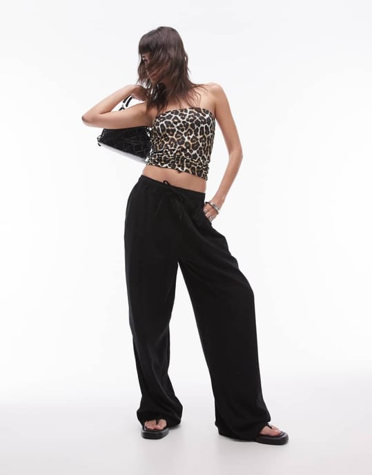Topshop – Leopardmönstrad bandeau-klänning i brunt - Image 4