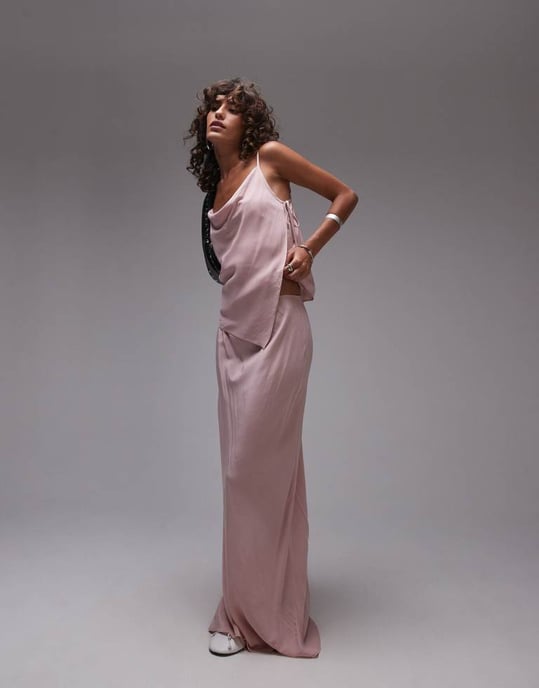 Topshop – Rosa, draperad linne i delbart mönster - Image 2