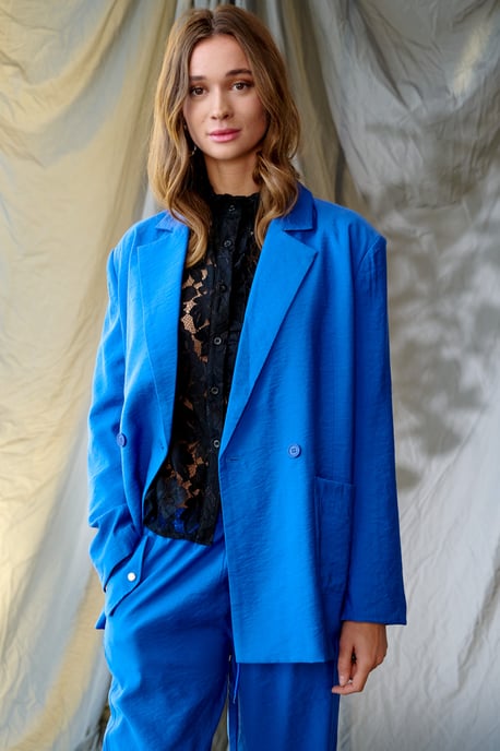 Paola Oversize Blazer in Marineblauw/Blauw - Image 3