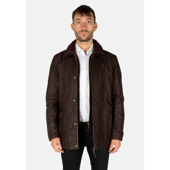 Cycas D'or Buff leren parka lange leren jas chocolade - Image 1