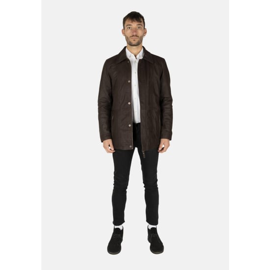 Cycas D'or Buff leren parka lange leren jas chocolade - Image 3