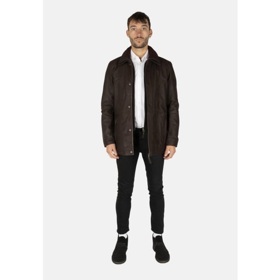 Cycas D'or Buff leren parka lange leren jas chocolade - Image 6