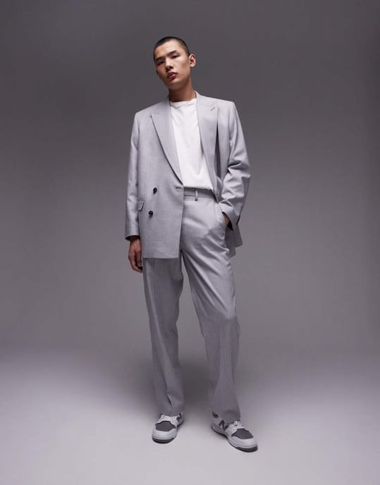Topman – Grå fiskbensmönstrad kostymjacka - Image 3