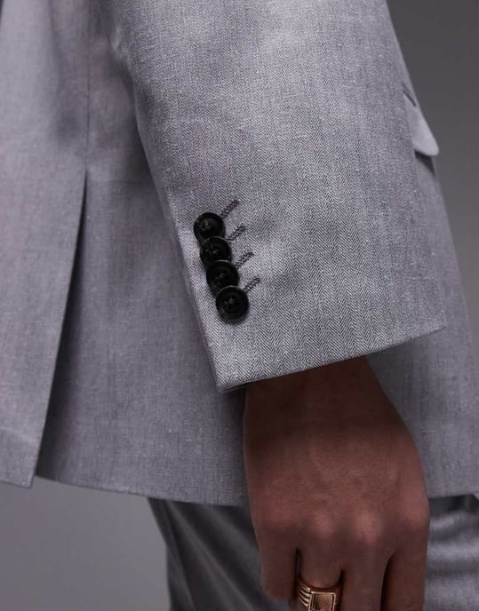 Topman – Grå fiskbensmönstrad kostymjacka - Image 4