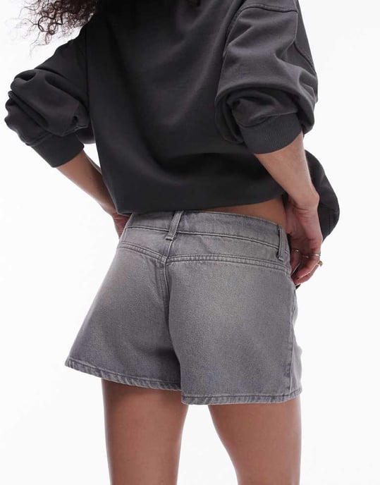 Topshop – Grå tvättade jeansshorts - Image 2