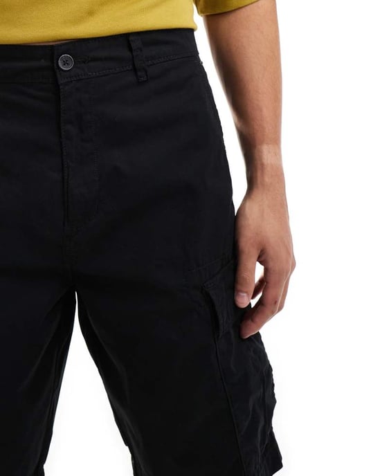 ONLY & SONS wide fit cargo short in black - Image 4