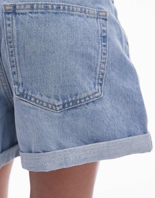 Topshop – Blekta jeansshorts med rullfåll - Image 3