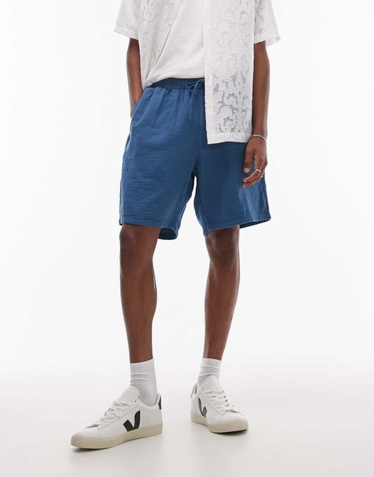 Topman – Blå tvättade shorts - Image 2