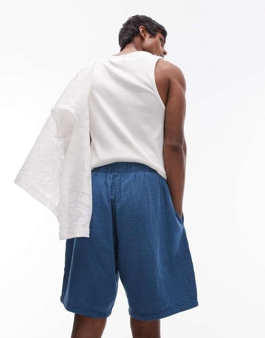 Topman – Blå tvättade shorts - Image 3