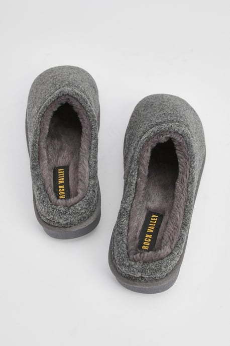 Charcoal Faux Fur Lined Mule Slippers - Image 4