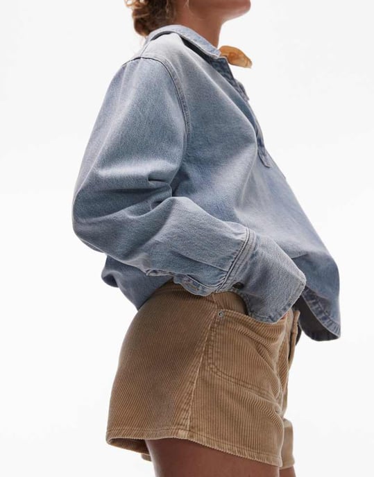 Topshop denim cord knicker short in buttermilk - Image 2