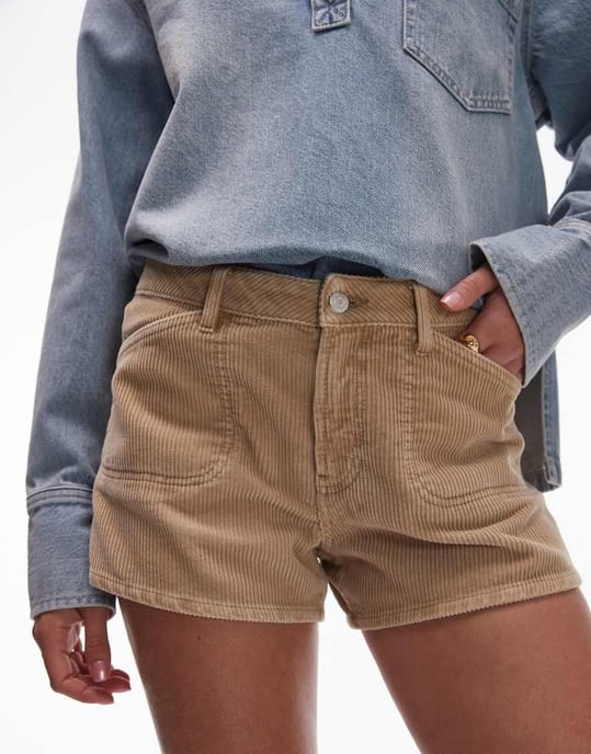 Topshop denim cord knicker short in buttermilk - Image 3