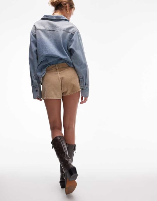 Topshop denim cord knicker short in buttermilk - Image 4