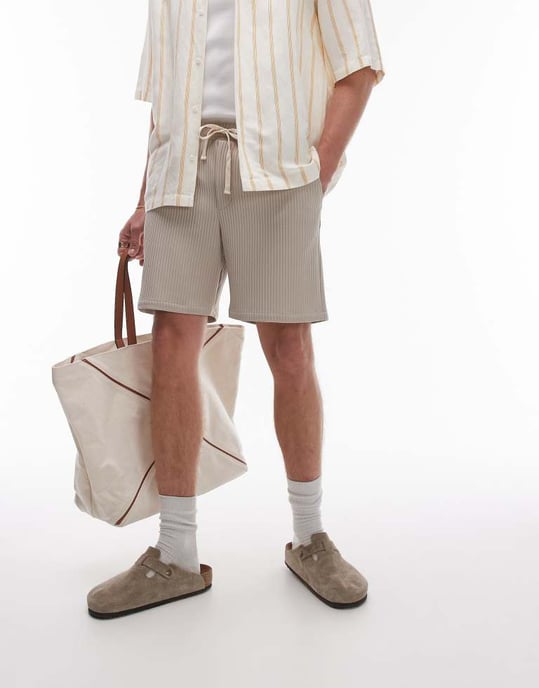 Topman – Stenfärgade plisserade shorts i del av set - Image 2