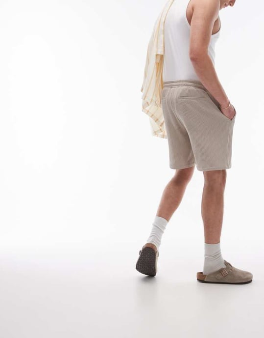 Topman – Stenfärgade plisserade shorts i del av set - Image 3
