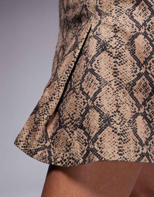 ASOS DESIGN denim pleated skirt in snake print - Image 4