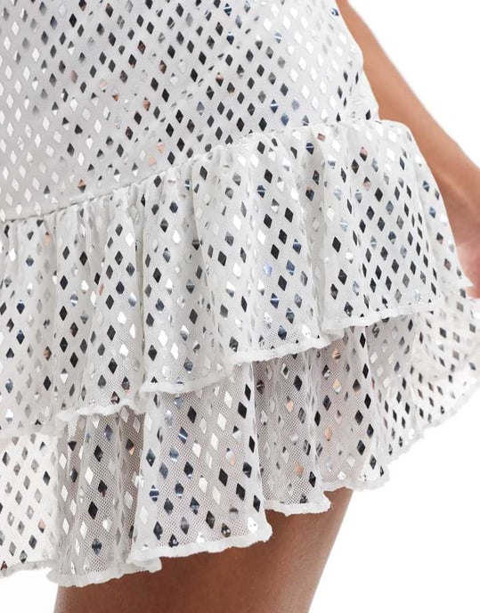 Miss Selfridge sparkly ruffle detail skort - Image 3