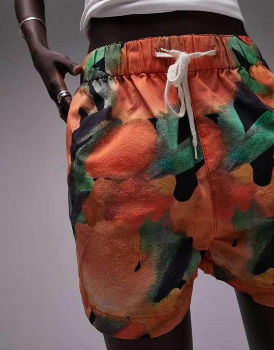 Topshop – Orangea shorts med mönster, del av set - Image 4